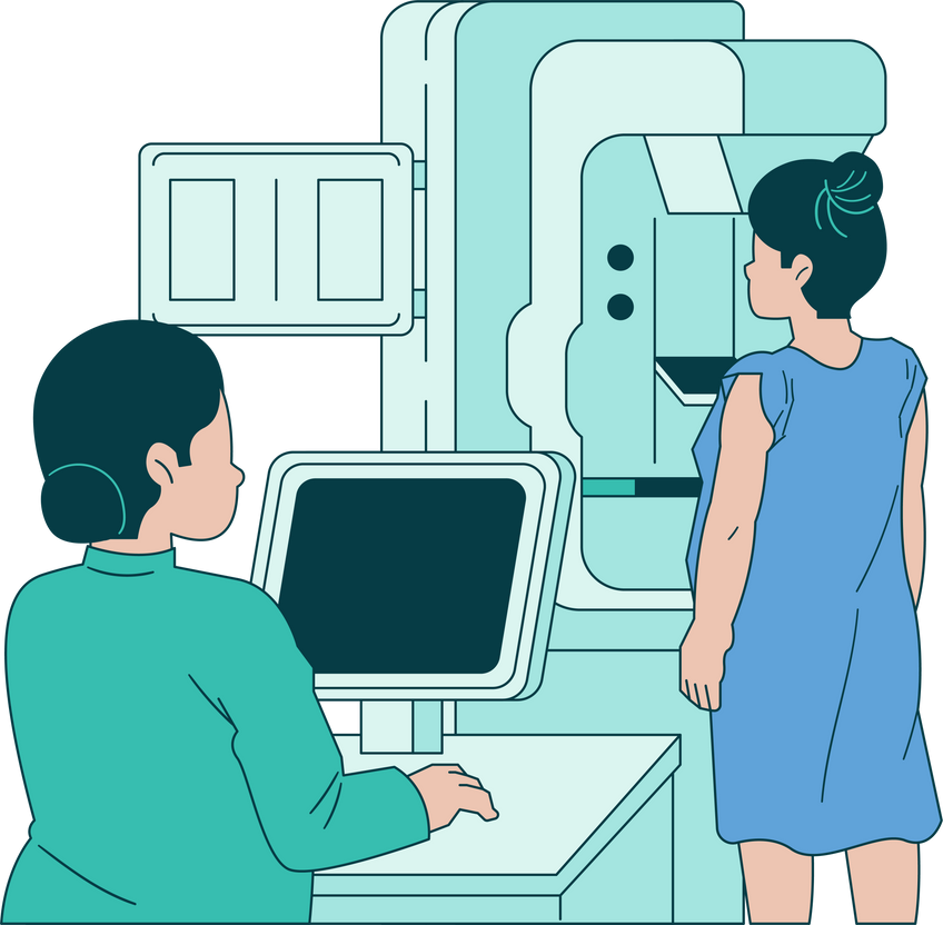 Woman Undergoing Mammogram 